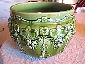 Large Green Vintage Pottery Jardiniere