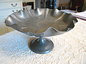 Hammered Pewter Antique Compote