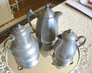 Pewter Syrup Pitcher Trio