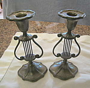 Vintage Rice Pewter Candleholders