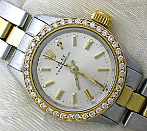 Rolex Diamond 18k Gold Stainless Datejust Wristwatch