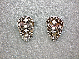 Sterling Silver Antique 939 Clip Signed Earrings