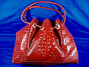 Brahmin Red Leather Trina Drawstring Handbag