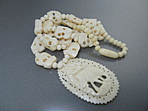 Bone Elephant Carved Necklace