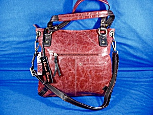 Red Leather Cross Body Bag By Nino Bossi