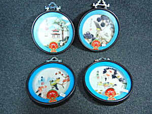 Set Of 4 Chinese 3d Shell Pictures Pearl Brand, Dalian