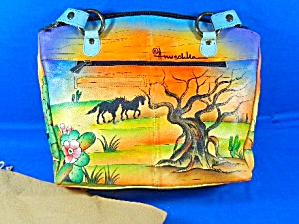 Anuschka Hand Painted Ponies Leather Tote