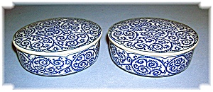 2 Small Blue Jars Made In Japan