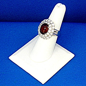 Ruby 7 Ct And White Sapphires Sterling Silver Ring