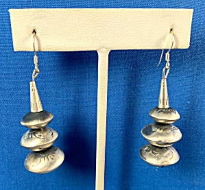 Navajo Pearls Sterling Silver Hook Earrings Signed Sb