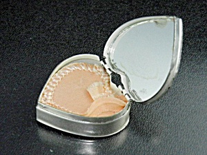 Rouge Mirrored Pill Box Heart Shaped Sterling Silver