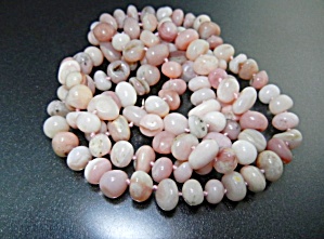 Pink Peruvian Opals Necklace Sterling Silver 36 Inches
