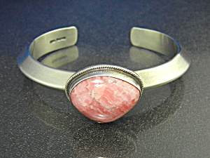 Navajo Sterling Silver Rhodochrosite Bracelet Tahe