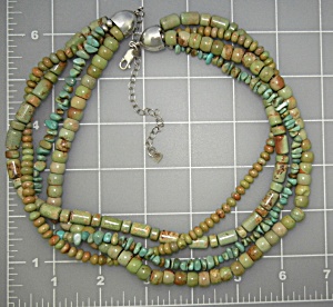 Jay King Finds Kingman Green Turquoise 4 Strand Necklac