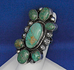 Navajo Sterling Silver Sonoran Gold Turquoise Ring Sign