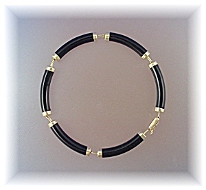 Bracelet 14k Gold Black Onyx Oriental Discs