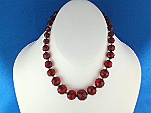 Necklace Cherry Amber Faceted Graduated Poland