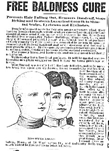 1899 Free Baldness Cure Quack Ad