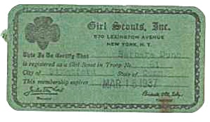 1937 Girl Scout Membership Card