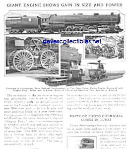 1927 Giant Locomotive - Train - Railroad Mag. Article