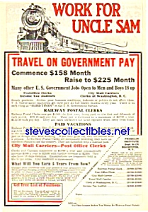 1926 Railway - Railroad Postal Clerk Ad