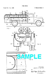 Patent Art: 1950s Fire Truck - Matted