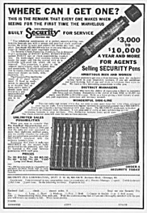 1924 Security Fountain Pen Corp. Ad