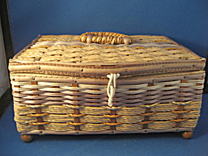Vintage Tan Sewing Basket