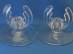 Clear Glass Winged Candle Holders