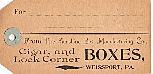 Sunshine Box Manufacturing Co Card Tc0153